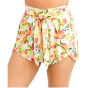BCBGeneration Floral Tie-Front Skort - Peach and Green